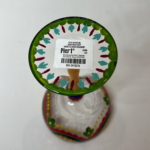 Pier 1 Imports Hand Painted 15 Ounce Margarita Glass - Picture 3 of 6